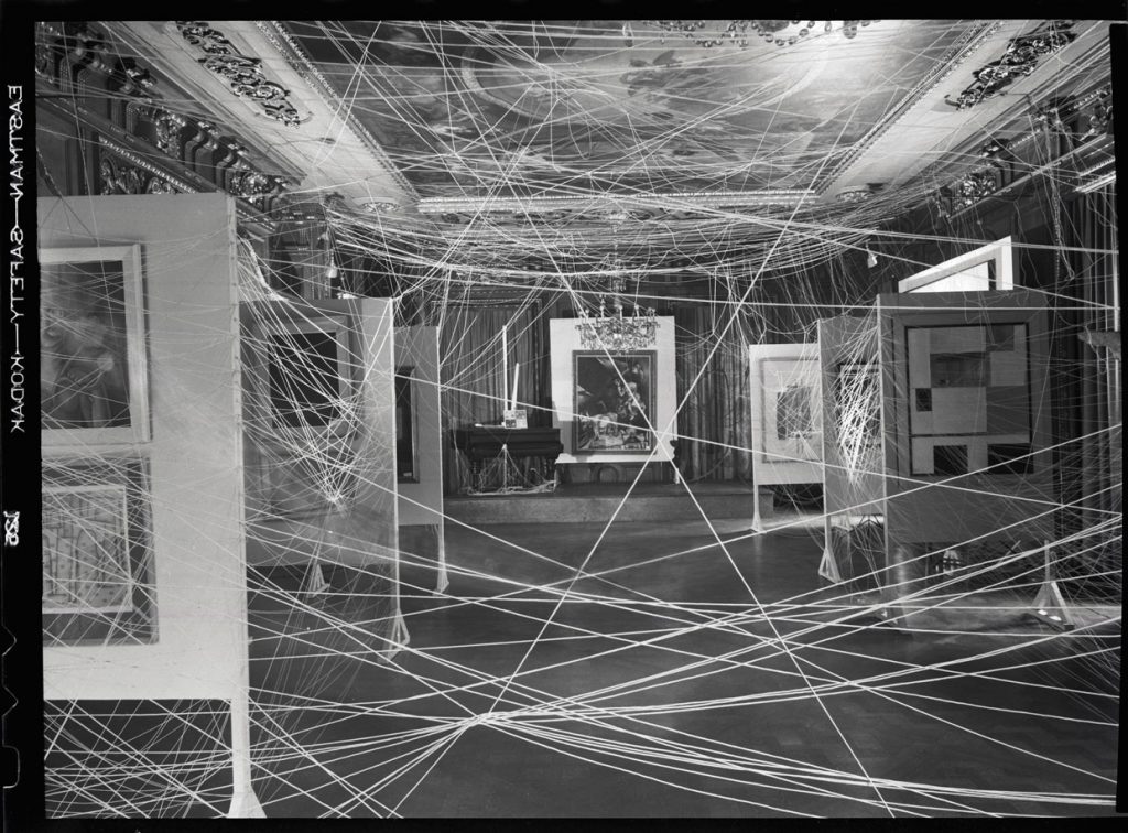 John Schiff, Installation View of Exhibition ‘First Papers of Surrealism’ showing Marcel Duchamp's (1887–1968) String Installation. 1942. Gelatin silver print. Philadelphia Museum of Art / Art Resource, NY